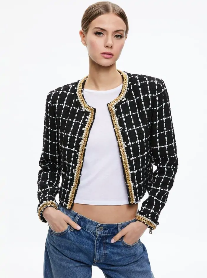 SABINA CHAIN TRIM TWEED JACKET